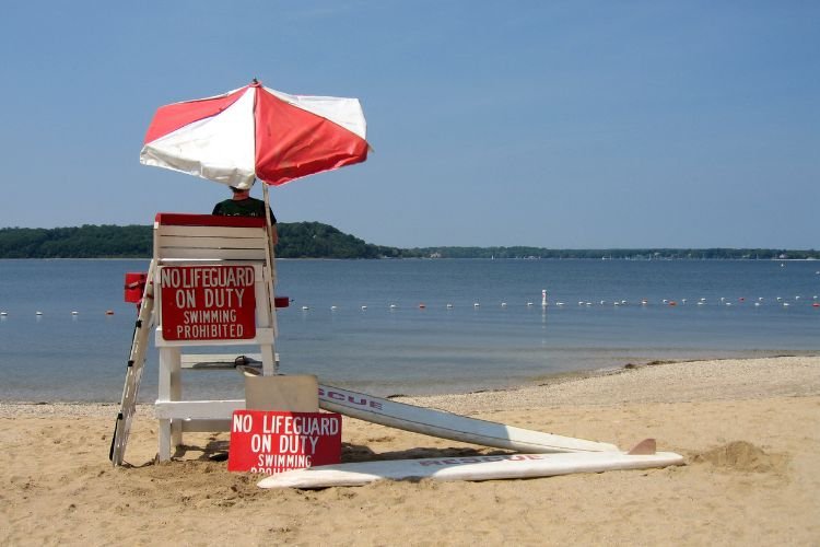 Accessible beach mat crossing the sand at a Cape May beach entrance
