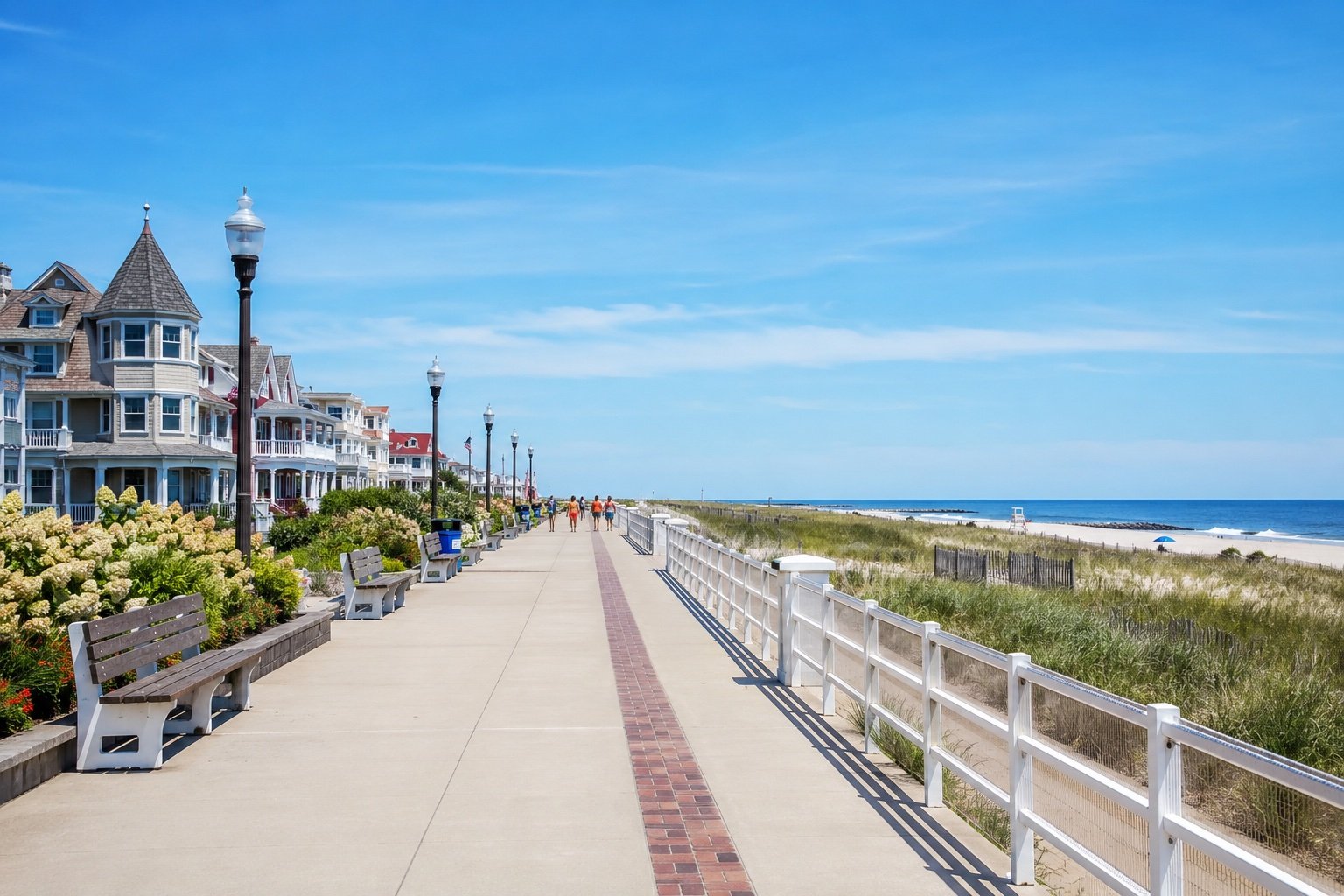Cape May Promenade beside Beach Avenue and the Atlantic Ocean